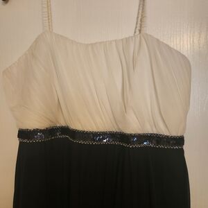 Elegant Black and White Dress with Sequin Detail